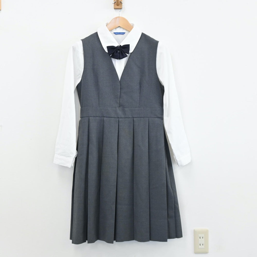 【中古】兵庫県 仁川学院高等学校 女子制服 5点（ブレザー・シャツ・ジャンパースカート）sf005502