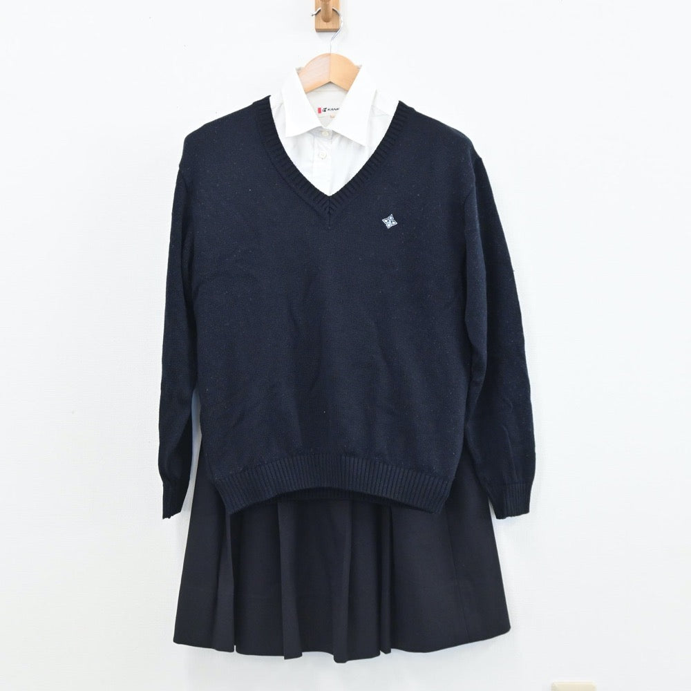 【中古】福岡県 筑紫丘高等学校 女子制服 4点（ブレザー・ニット・シャツ・スカート）sf005504