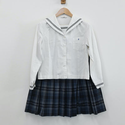 【中古】岡山県 倉敷翠松高等学校 女子制服 3点（セーラー服・スカート）sf005505