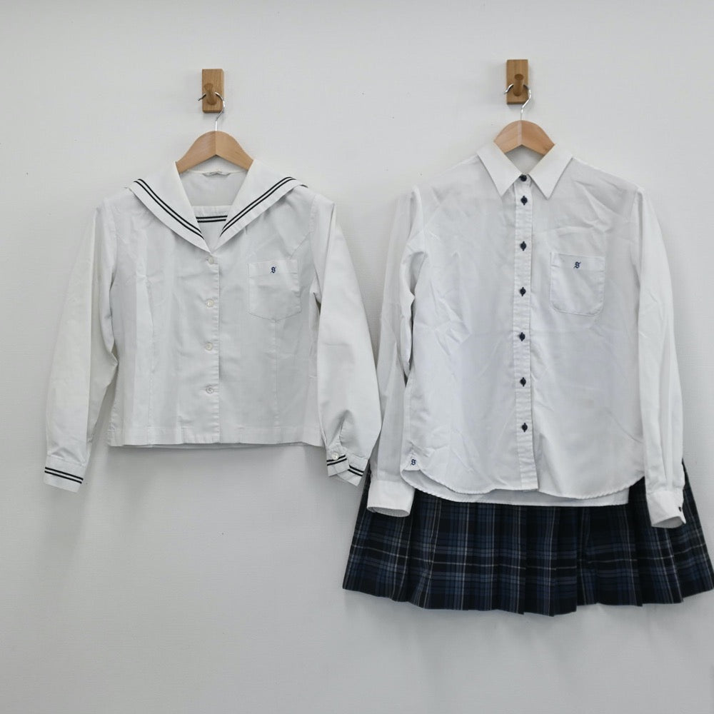 【中古】岡山県 倉敷翠松高等学校 女子制服 3点（セーラー服・スカート）sf005505