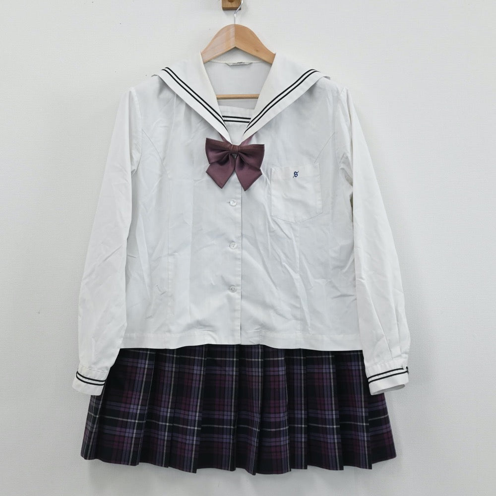 【中古】岡山県 倉敷翠松高等学校 女子制服 5点（ブレザー・セーラー服・スカート）sf005506