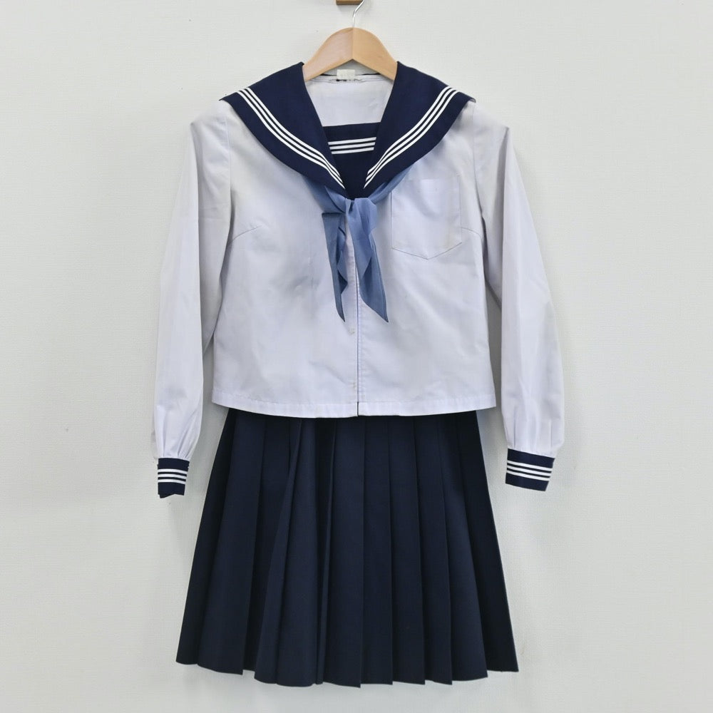 【中古】富山県 井波中学校 女子制服 4点（セーラー服・スカート）sf005518