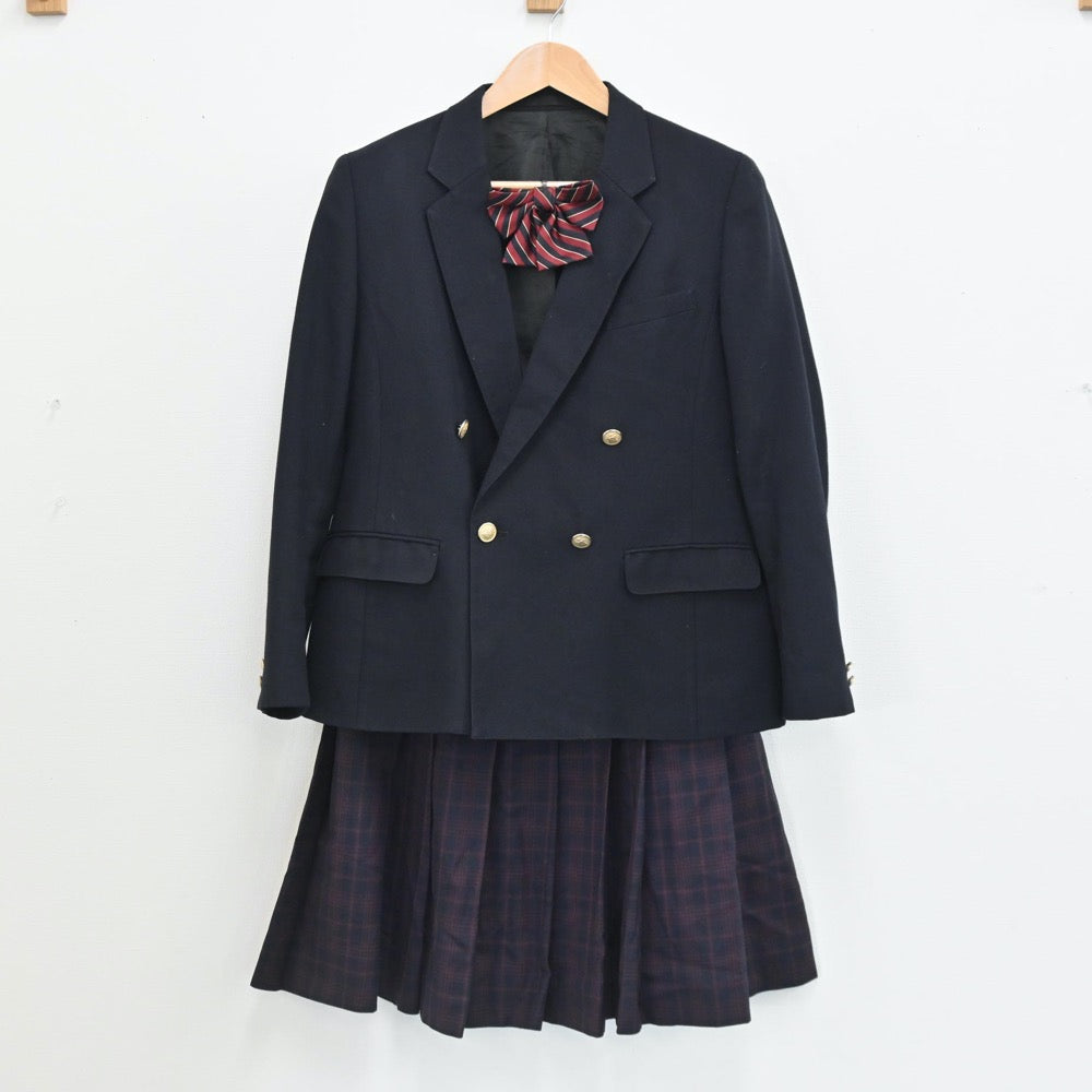 【中古】石川県 石川県立小松明峰高等学校 女子制服 4点（ブレザー・ニット・スカート）sf005532