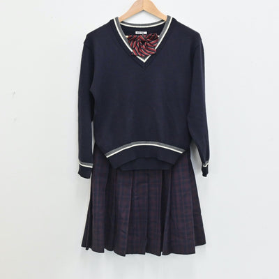 【中古】石川県 石川県立小松明峰高等学校 女子制服 4点（ブレザー・ニット・スカート）sf005532