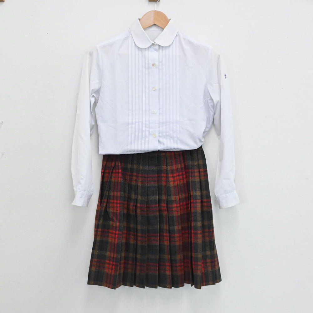 【中古】東京都 頌栄女子学院中学校 女子制服 2点（シャツ・スカート）sf005535