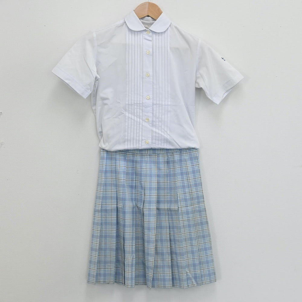 【中古】東京都 頌栄女子学院中学校 女子制服 3点（シャツ・ニットベスト・スカート）sf005536