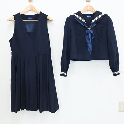 【中古】東京都 東京都江戸川区立瑞江第二中学校 女子制服 3点（セーラー服・ジャンパースカート）sf005543