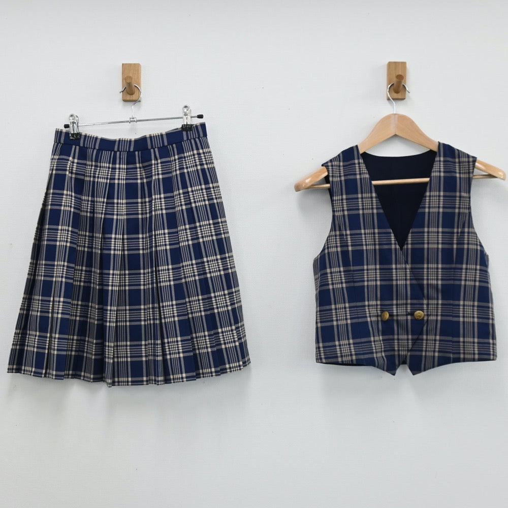 【中古】埼玉県 山村学園高等学校 女子制服 3点（ベスト・スカート）sf005561