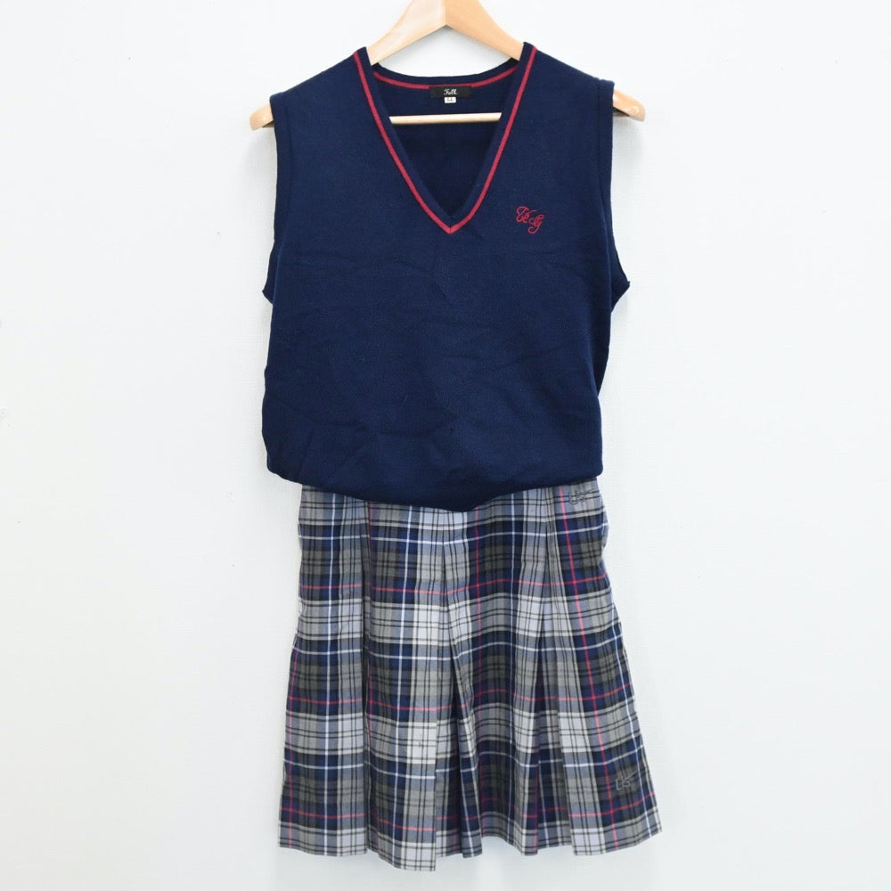 【中古】埼玉県 浦和学院高等学校 女子制服 2点（ニットベスト・スカート）sf005623