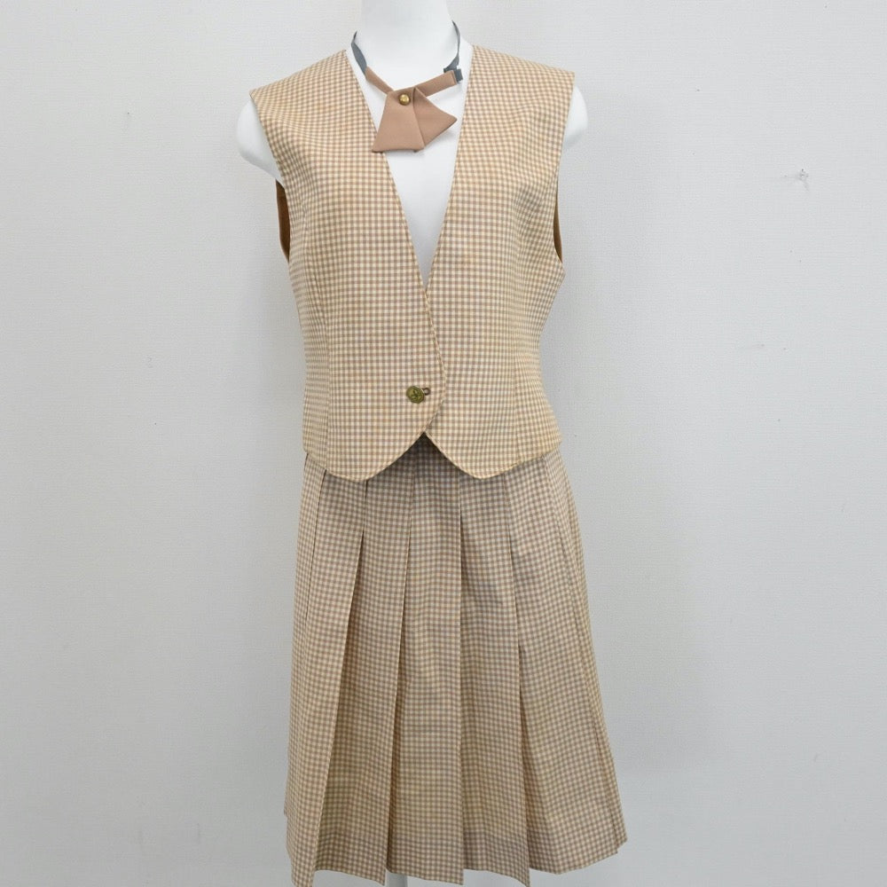 【中古】千葉県 大多喜高等学校 女子制服 3点（ベスト・スカート）sf005651