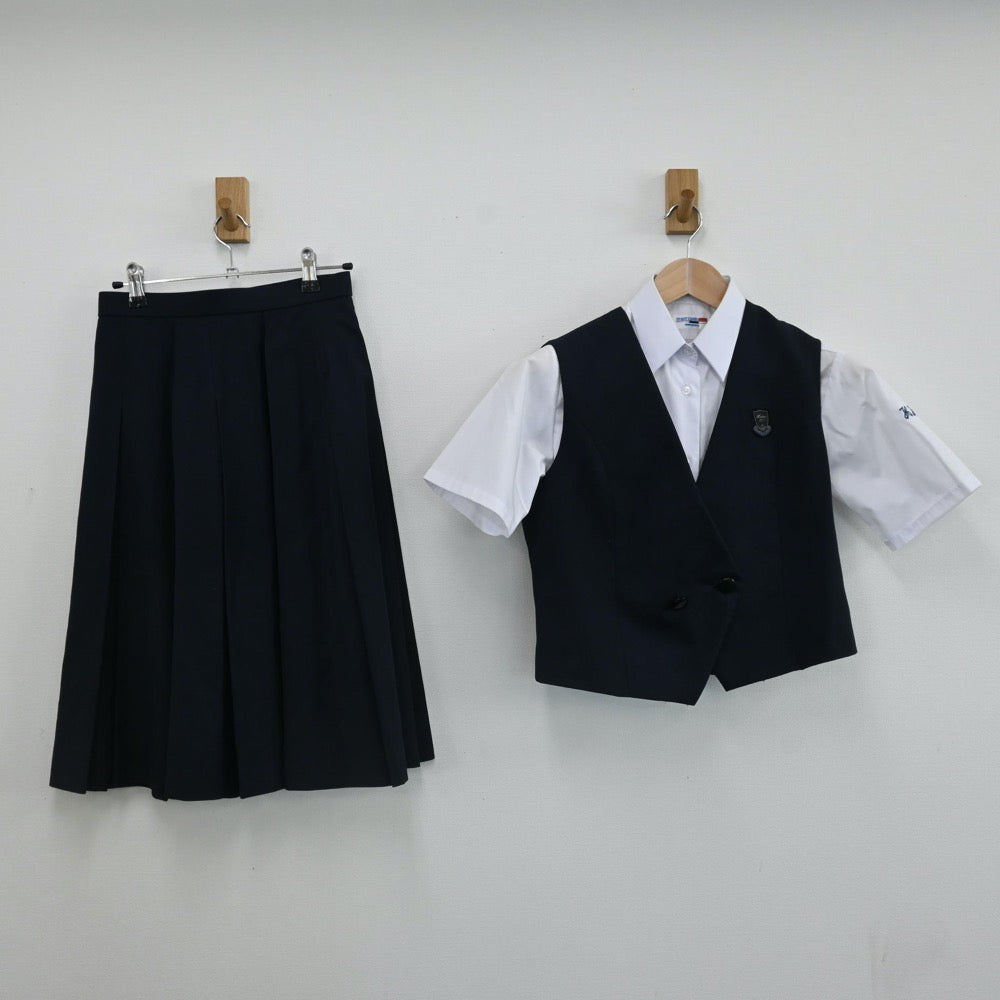 中古制服】埼玉県 星野高等学校(女子部) 女子制服 3点（シャツ・ベスト