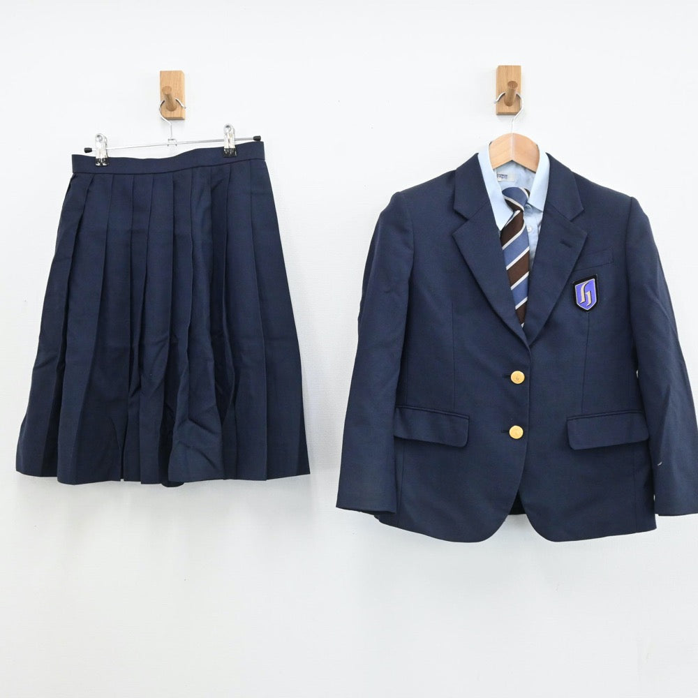 【中古】広島県 広島国際学院高等学校 女子制服 4点（ブレザー・シャツ・スカート）sf005668