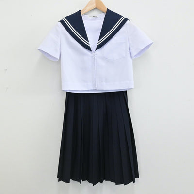 【中古】愛知県 幡山中学校 女子制服 3点（セーラー服・ニットベスト・スカート）sf005675