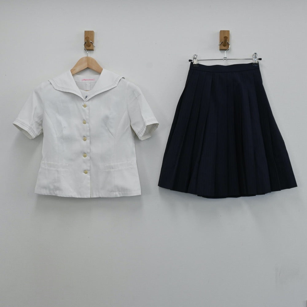 【中古】愛知県 藤ノ花女子高等学校 女子制服 3点（セーラー服・ニット・スカート）sf005703