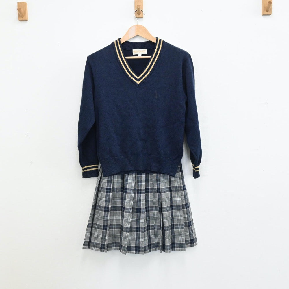 【中古】宮城県 仙台女子商業高等学校 女子制服 5点（ブレザー・ニット・スカート・スカート）sf005721