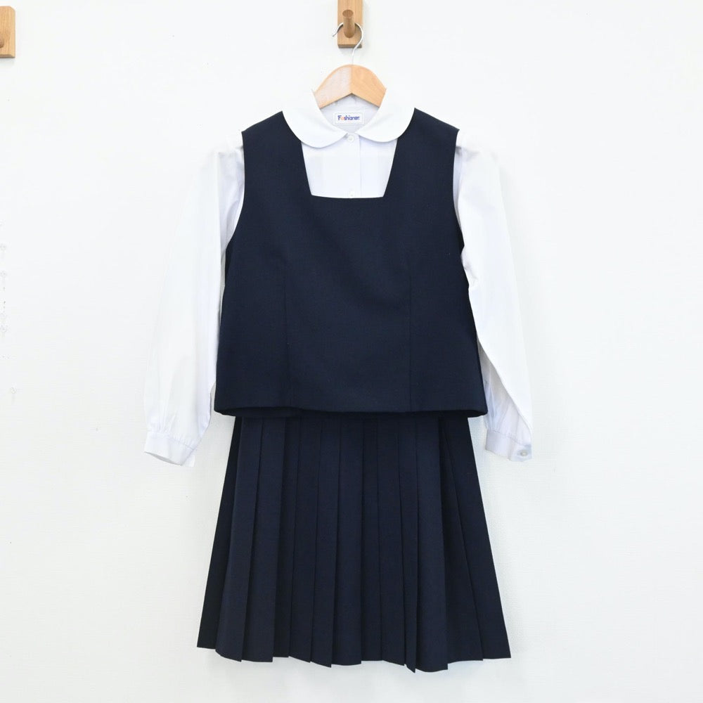 【中古】栃木県 栃木市立東中学校 女子制服 5点（ブレザー・シャツ・ベスト・ニット・スカート）sf005771