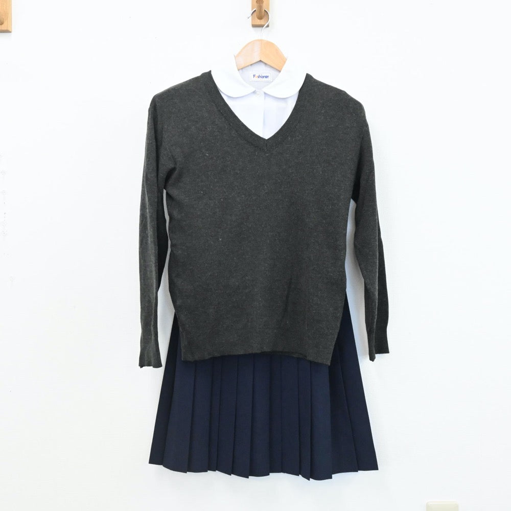 【中古】栃木県 栃木市立東中学校 女子制服 5点（ブレザー・シャツ・ベスト・ニット・スカート）sf005771