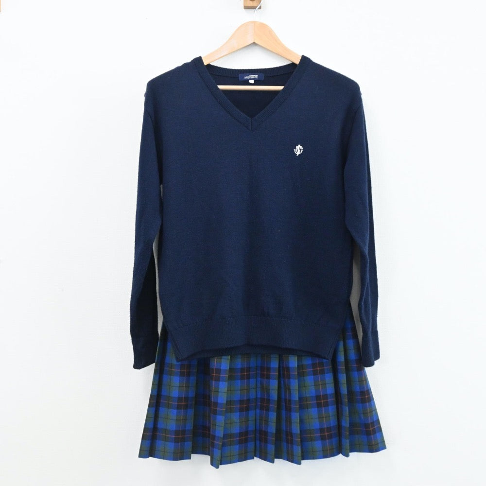 【中古】神奈川県 捜真女学校中学部 女子制服 5点（ブレザー・ニット・スカート・スカート）sf005824