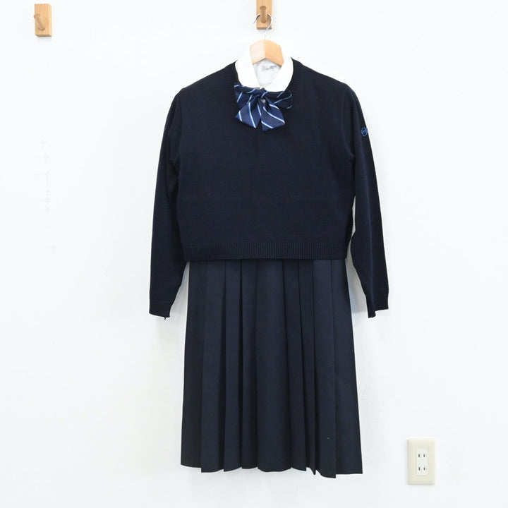 【中古】福岡県 福岡市立席田中学校 女子制服 5点（ブレザー・シャツ・ニット・ジャンパースカート）sf005846