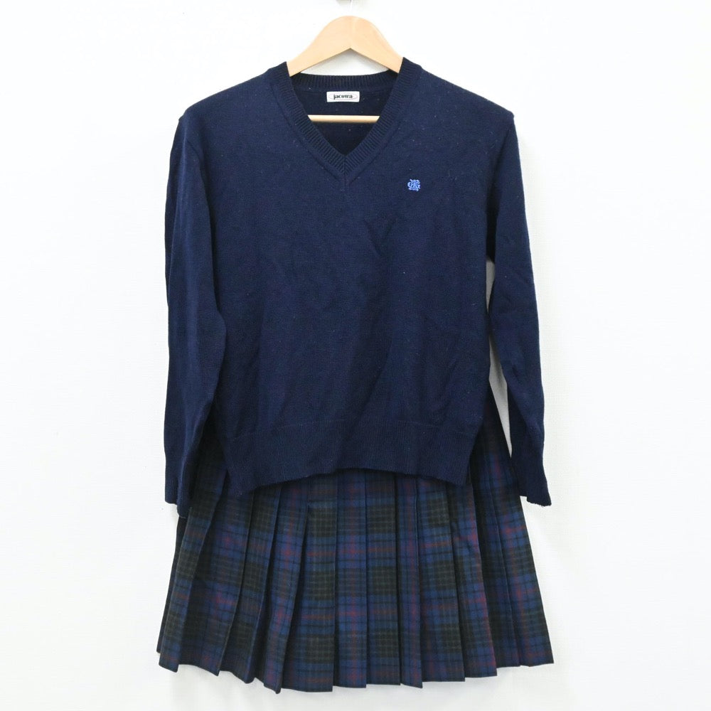 【中古】東京都 江戸川女子高等学校 女子制服 4点（ブレザー・ニット・スカート）sf005866