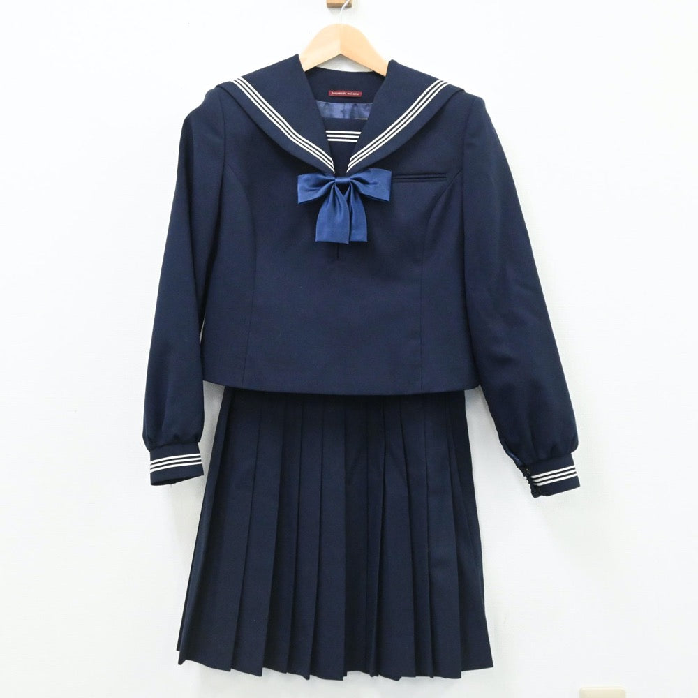 【中古】新潟県 長岡市立川口中学校 女子制服 3点（セーラー服・スカート）sf005878