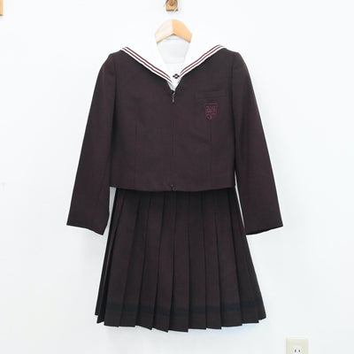 【中古】群馬県 共愛学園中学校 女子制服 4点（ブレザー・シャツ・ベスト・スカート）sf005950