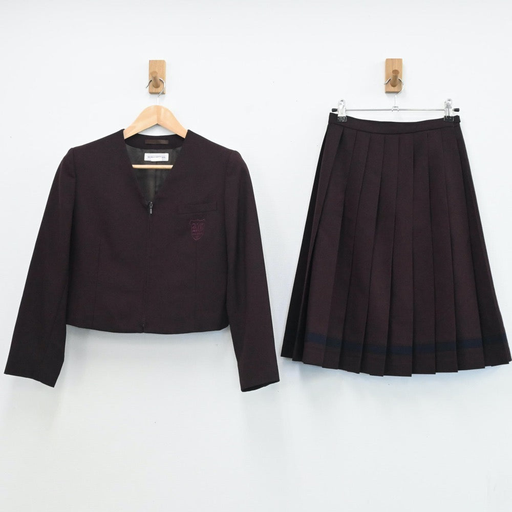 【中古】群馬県 共愛学園中学校 女子制服 4点（ブレザー・シャツ・ベスト・スカート）sf005950