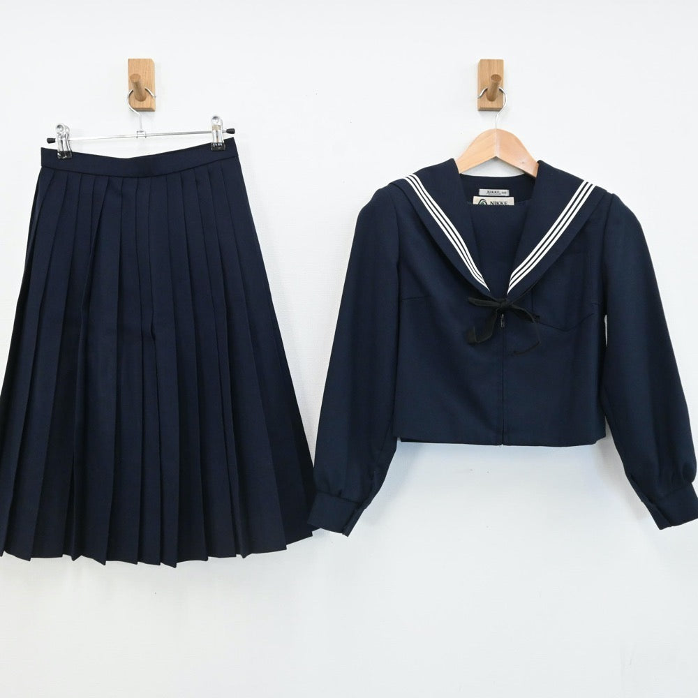 【中古】愛知県 一宮西高等学校 女子制服 3点（セーラー服・スカート）sf005979