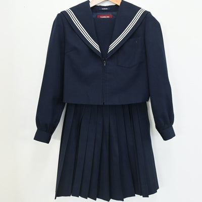 【中古】愛知県 一宮西高等学校 女子制服 2点（セーラー服・スカート）sf005980