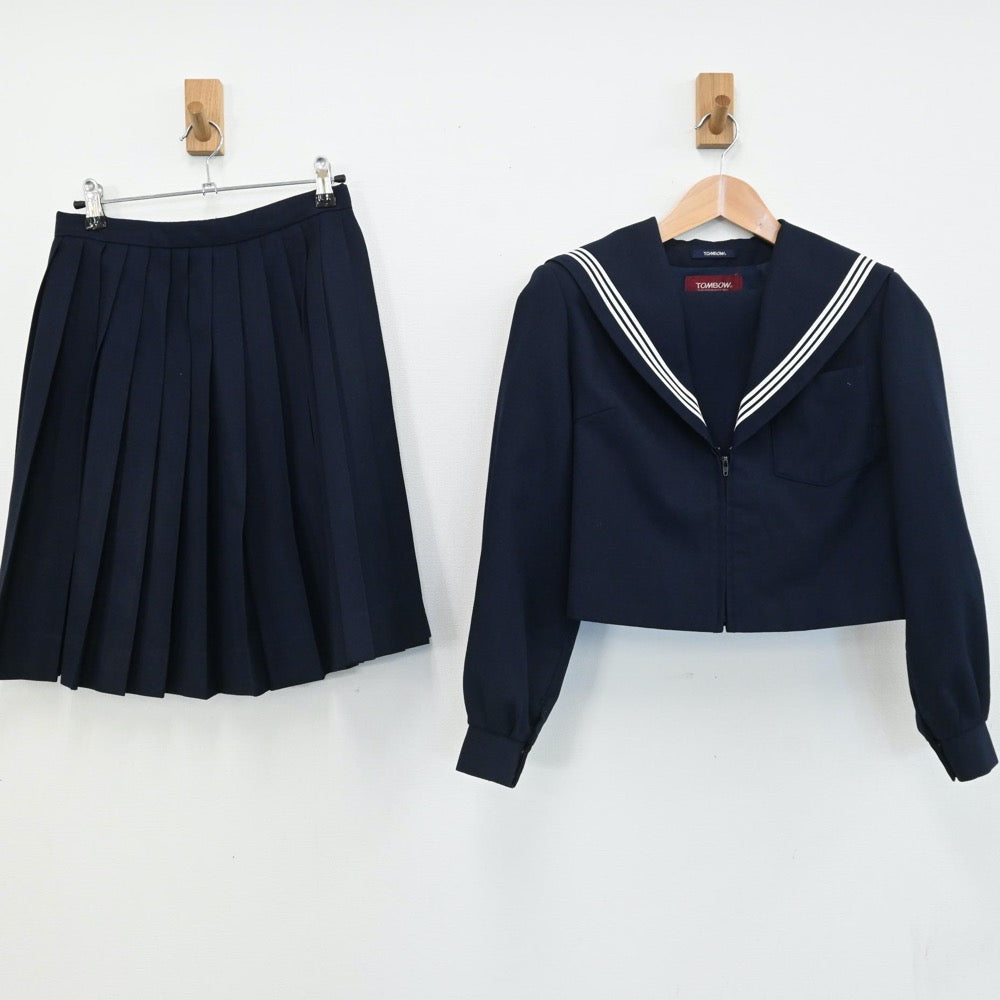 【中古】愛知県 一宮西高等学校 女子制服 2点（セーラー服・スカート）sf005980