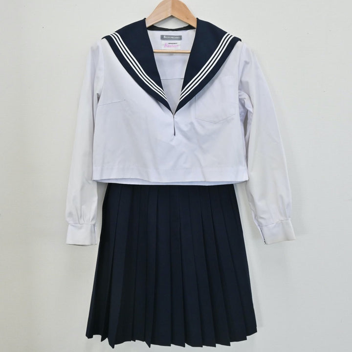 【中古】愛知県 一宮西高等学校 女子制服 3点（セーラー服・セーラー服・スカート）sf005982