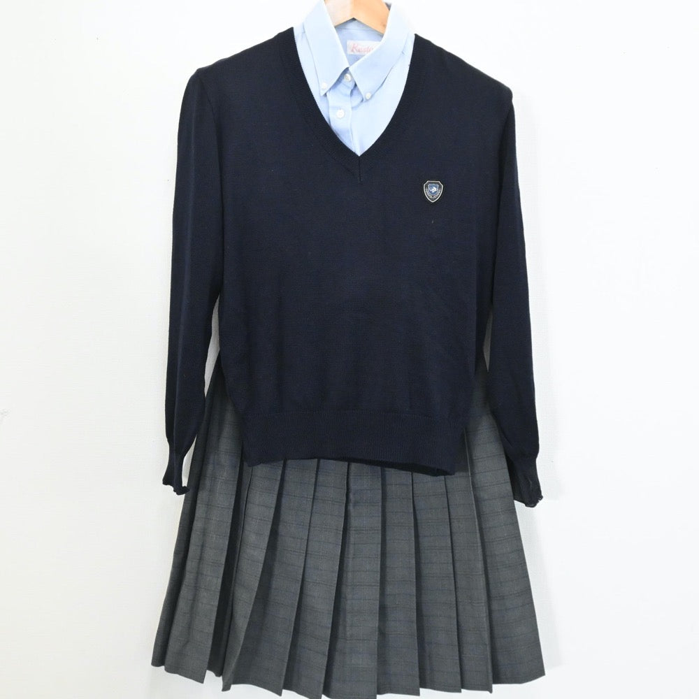 【中古】大阪府 槻の木高等学校 女子制服 5点（ブレザー・ニット・シャツ・スカート）sf005992