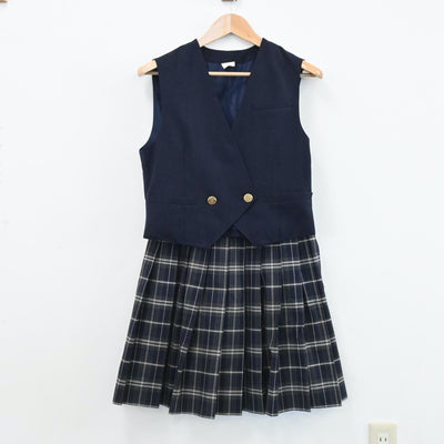 【中古】埼玉県 鴻巣女子高等学校 女子制服 2点（ベスト・スカート）sf006064