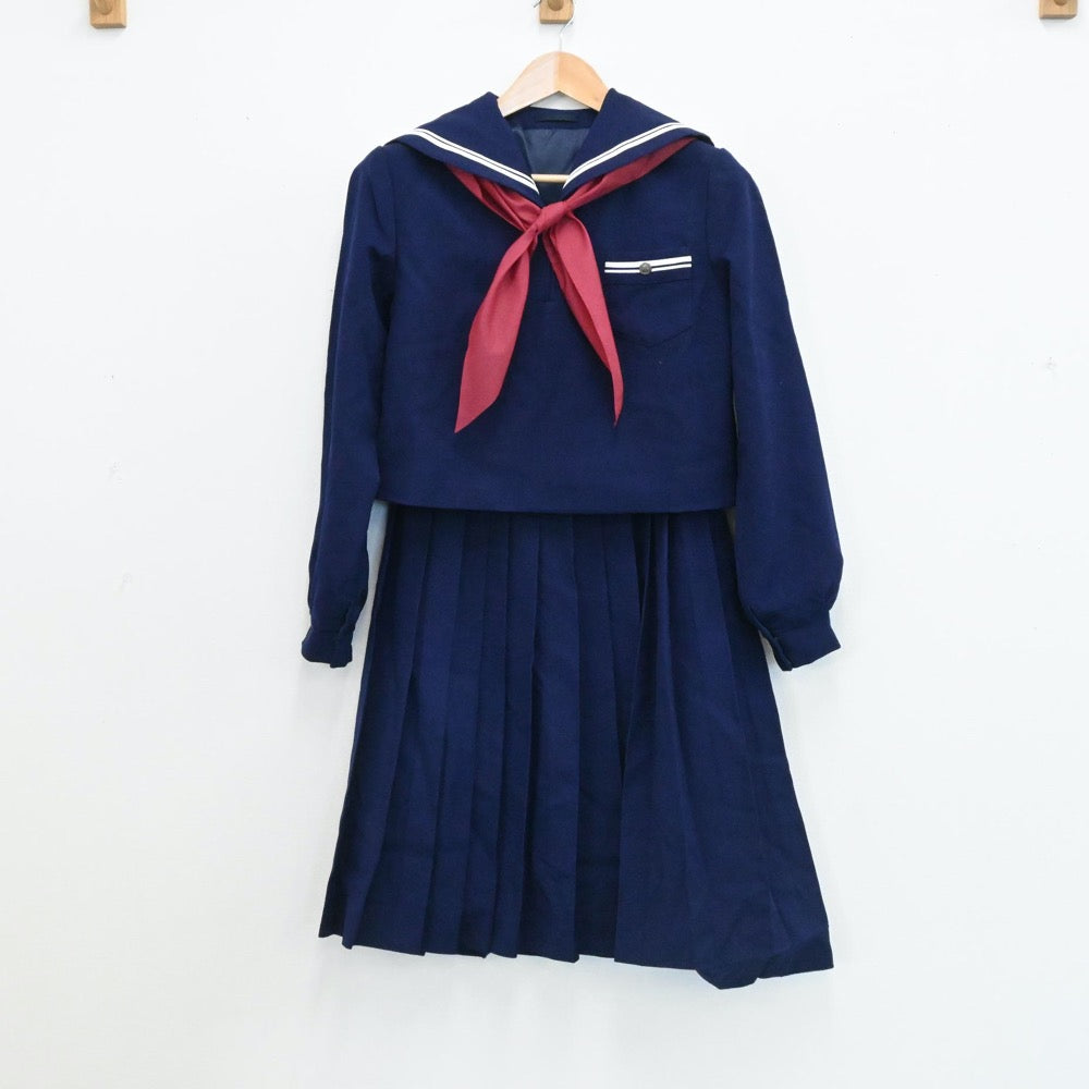 【中古】北海道 大麻高等学校 女子制服 4点（セーラー服・スカート・ニット）sf006091