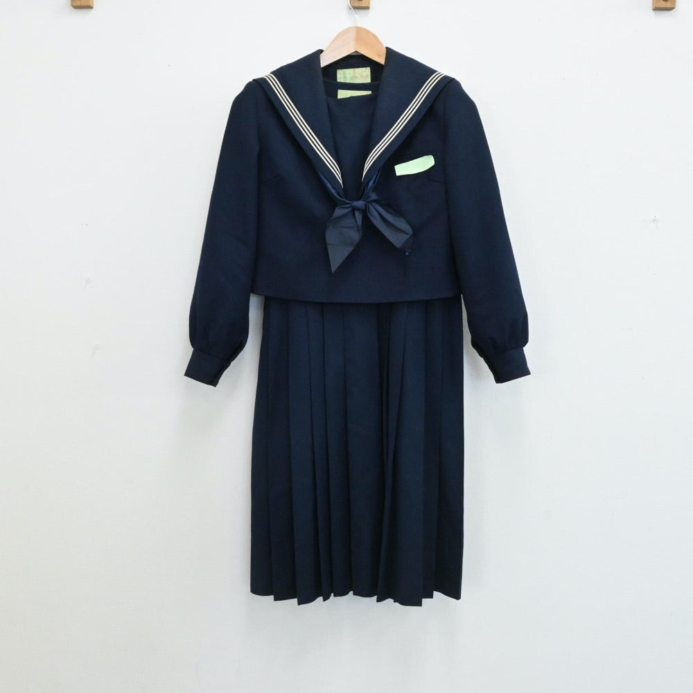 【中古】福岡県 博多中学校 女子制服 3点（セーラー服・ジャンパースカート）sf006107