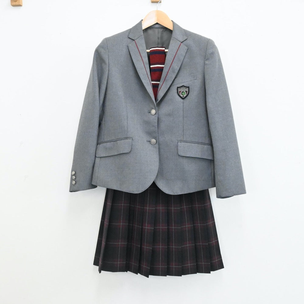 【中古】岡山県 岡山理科大学附属高等学校 女子制服 4点（ブレザー・スカート・ニット）sf006130