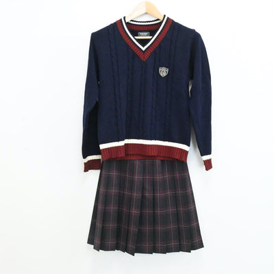 【中古】岡山県 岡山理科大学附属高等学校 女子制服 4点（ブレザー・スカート・ニット）sf006130