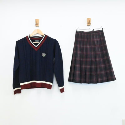 【中古】岡山県 岡山理科大学附属高等学校 女子制服 4点（ブレザー・スカート・ニット）sf006130