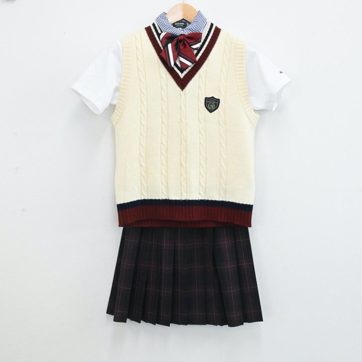 中古制服】岡山県 岡山理科大学附属高等学校 女子制服 5点（シャツ・スカート・ニットベスト）sf006131【リサイクル学生服】 | 中古制服 通販パレイド