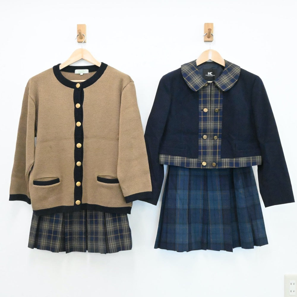 【中古】福岡県 福岡女子高校 女子制服 4点（ブレザー・ニット・スカート・スカート）sf006257