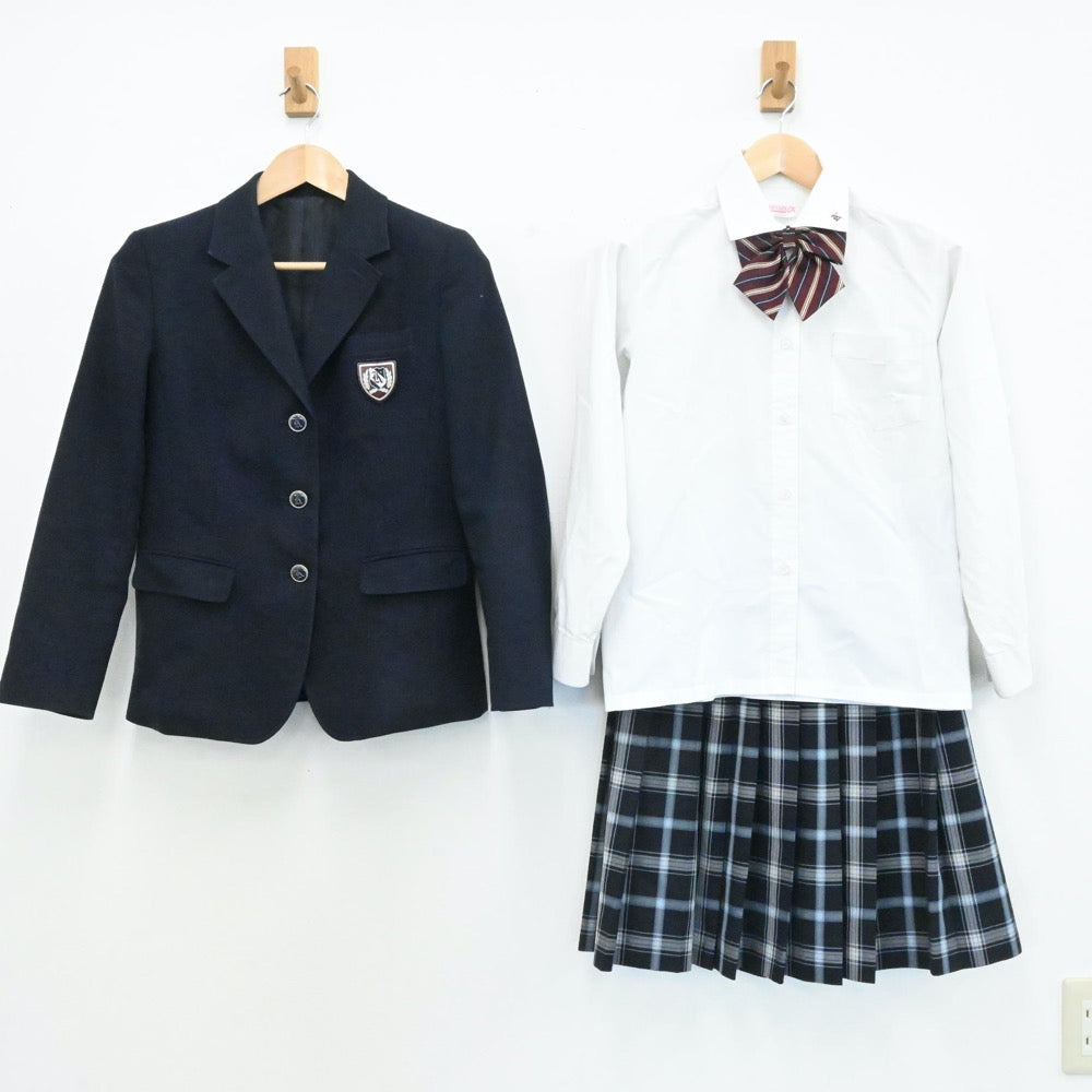 【中古】愛知県 名古屋市神丘中学校 女子制服 5点（ブレザー・シャツ・スカート）sf006262