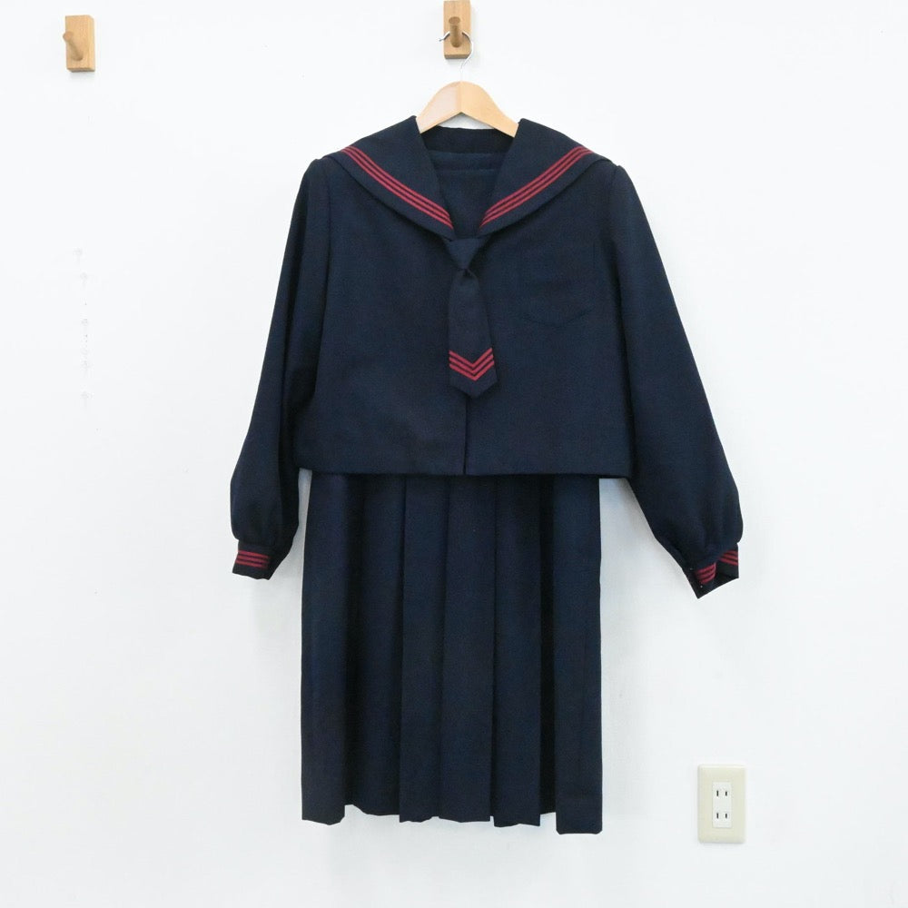 【中古】青森県 青森市立沖館中学校 女子制服 5点（セーラー服・シャツ・ジャンパースカート）sf006290