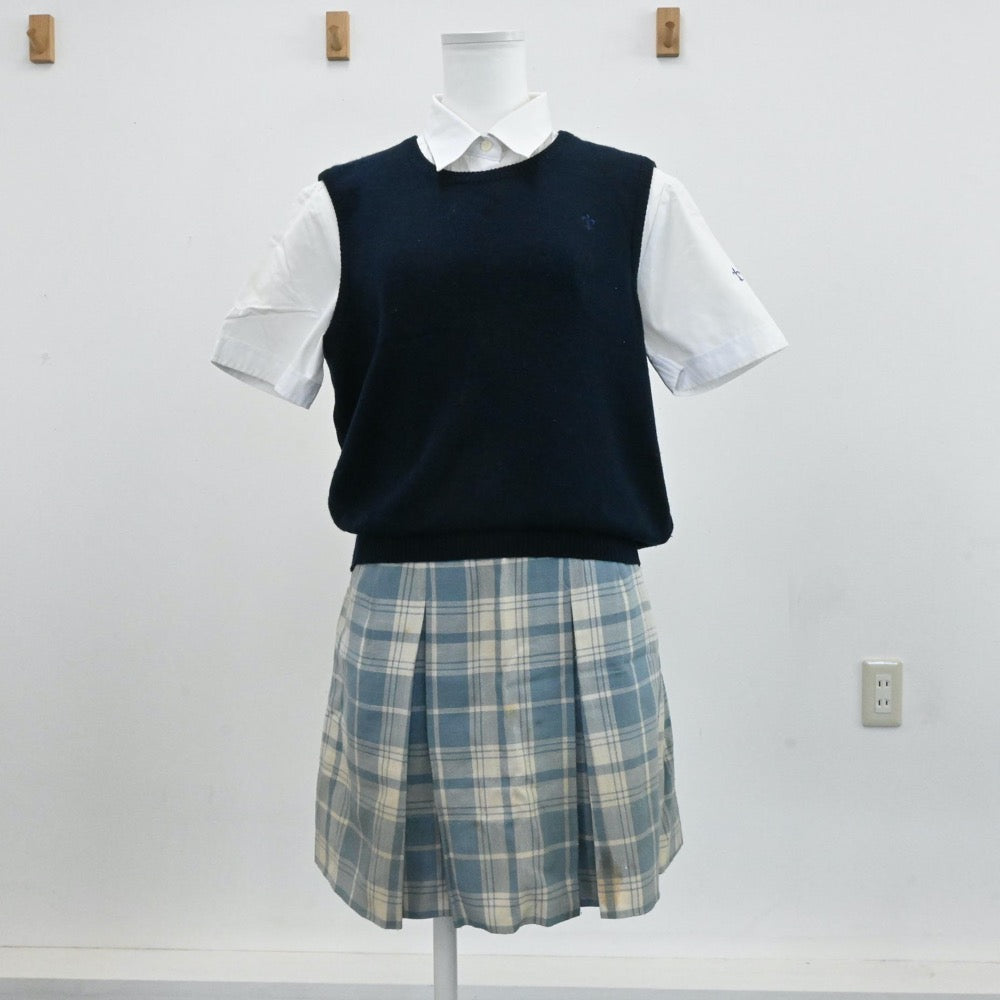 【中古】東京都 頌栄女子学院 女子制服 3点（シャツ・ニットベスト・スカート）sf006311