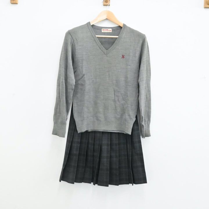 【中古】岐阜県 岐阜済美学院 済美高等学校 女子制服 4点（ブレザー・ニット・スカート）sf006401