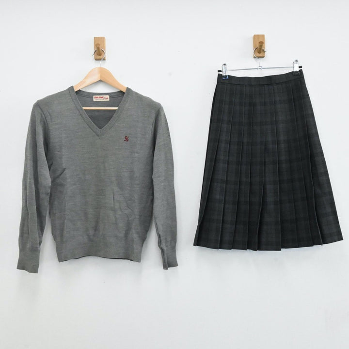 【中古】岐阜県 岐阜済美学院 済美高等学校 女子制服 4点（ブレザー・ニット・スカート）sf006401