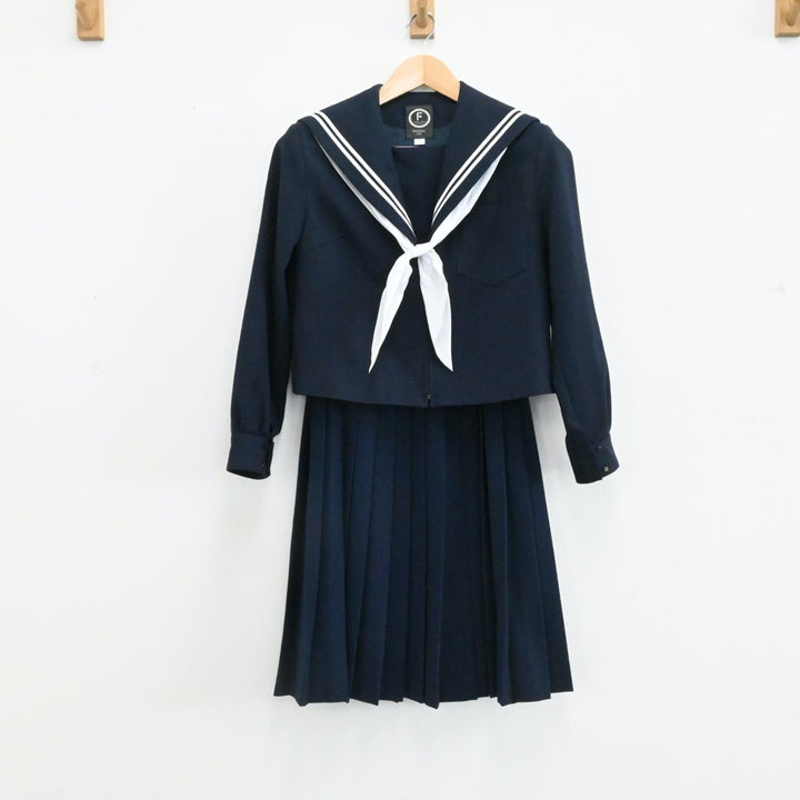 【中古】愛知県 犬山南部中学校 女子制服 4点（セーラー服・セーラー服・スカート）sf006410