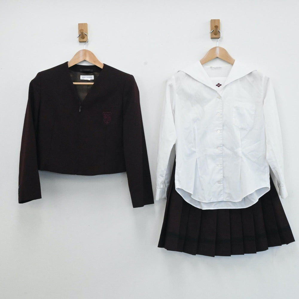 【中古】群馬県 共愛学園高校 女子制服 5点（ブレザー・シャツ・ベスト・ニット・スカート）sf006428