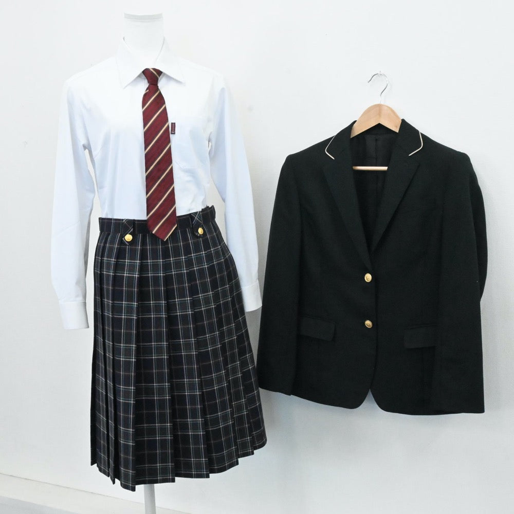 【中古】京都府 立命館宇治高校 女子制服 6点（ブレザー・シャツ・ニット・スカート）sf006448