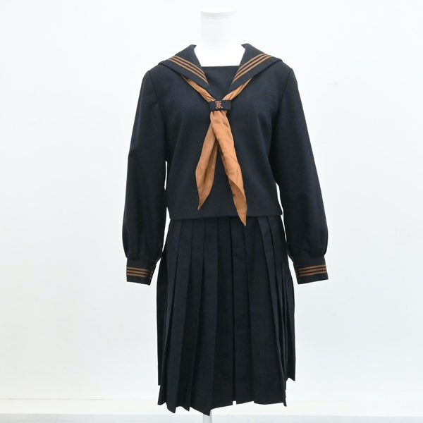 【中古】東京都 関東国際高校 女子制服 4点（セーラー服・ニット・コート・スカート）sf006456