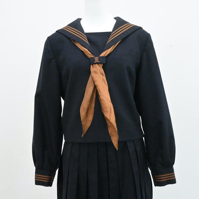 【中古】東京都 関東国際高校 女子制服 4点（セーラー服・ニット・コート・スカート）sf006456